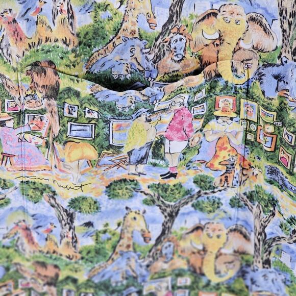 Reyn Spooner Guy Buffet Hawaiian Shirt Artists At The Zoo Size Large Vintage - Picture 6 of 9